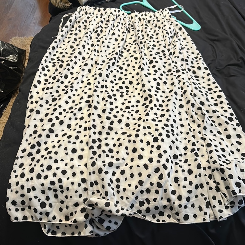 White skirt with black polka dots